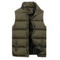 thumbnail image 1 of Men's Puffer Vest Casual Stand Collar Quilted Waistcoat Outdoor Padded Ski Vest Army Green XXXXXXL, 1 of 3