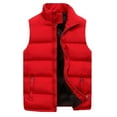 thumbnail image 1 of Men's Puffer Vest Casual Stand Collar Quilted Waistcoat Outdoor Padded Ski Vest Red M, 1 of 4