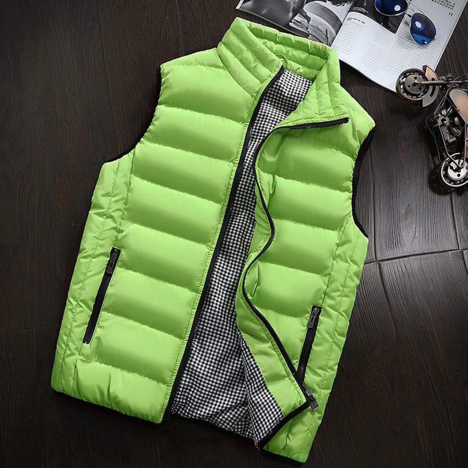 Men's Winter Puffer Vest Quilted Soft Fleece Lining Sleeveless Vest Jacket  Lightweight Warm Down Vest Outerwear Sport Coats