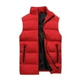 thumbnail image 1 of Men's Puffer Vest Outerwear Sleeveless Zipper Vests Quilted Down Water-Resistant Windproof Jackets Stand Collar Winter Warm Casual Jacket Outerwear for Travel Running Outdoor,Red M, 1 of 3