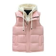 thumbnail image 1 of Men's Puffer Vest Removable Hooded Quilted Padded Sleeveless Vest Color Block Sleeveless Jacket Outerwear, 1 of 2