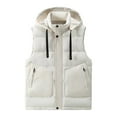 thumbnail image 1 of Men's Puffer Vest Removable Hooded Quilted Padded Sleeveless Vest Color Block Sleeveless Jacket Outerwear, 1 of 3
