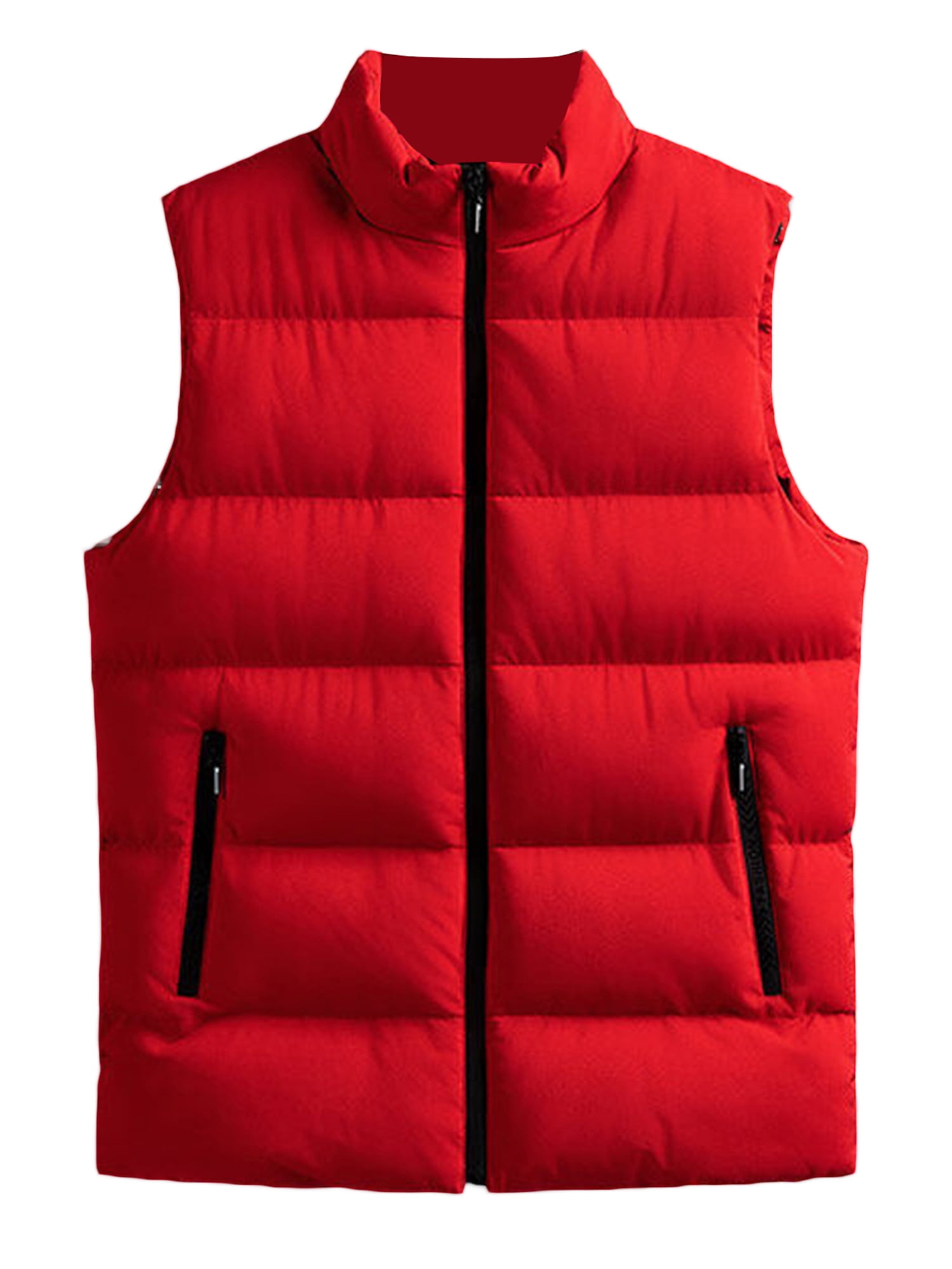 Men's Puffer Vest Solid Color Stand Collar Quilted Waistcoat Jacket ...