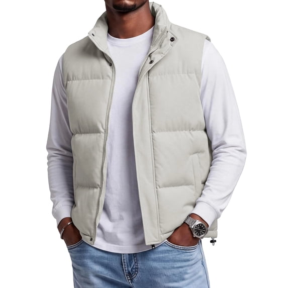 Men’s Puffer Vest Stand Collar Sleeveless Padded Zip Up Jacket Lightweight Warm Vest with Pockets