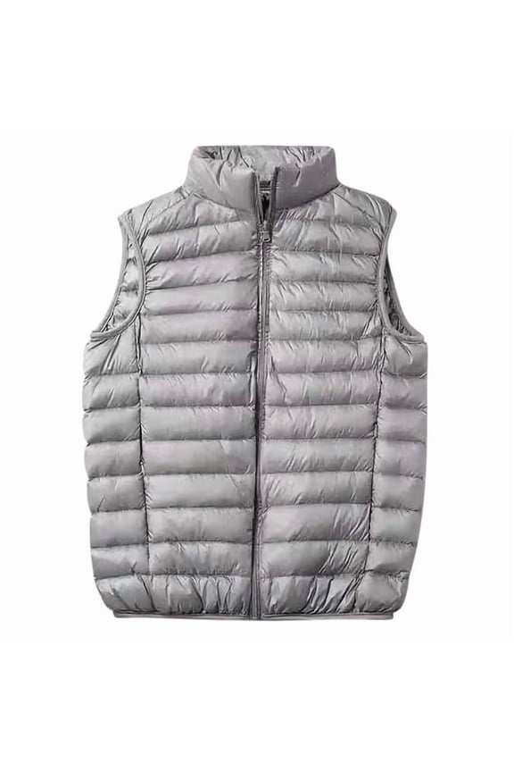 Men's Puffer Vest Winter Cotton Quilted Outdoor Zipper Sleeveless Warm Puffey Jacket Lightweight Packable Vest