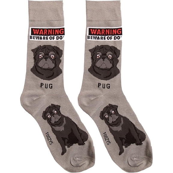 Men's Pug (Black) Socks, Beware of Dog Pug (Black) Socks