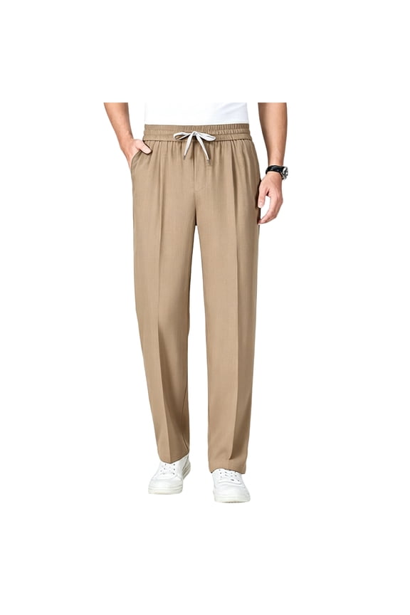 Men's Pull On Stretch Relaxed Fit Casual Pants - Comfy Stretch Breathable Pants for Men Over 50, M
