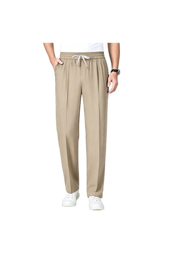 Men's Pull On Stretch Relaxed Fit Smart Casual Pants - Comfy Stretch Breathable Pants for Men Over 50,2XL