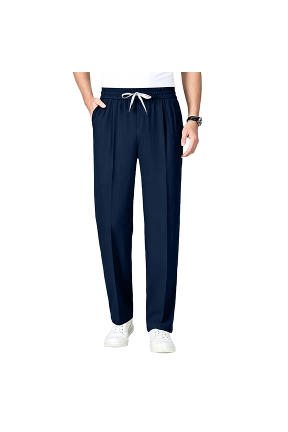 Men's Pull On Stretch Relaxed Fit Smart Casual Pants - Comfy Stretch Breathable Pants for Men Over 50,M