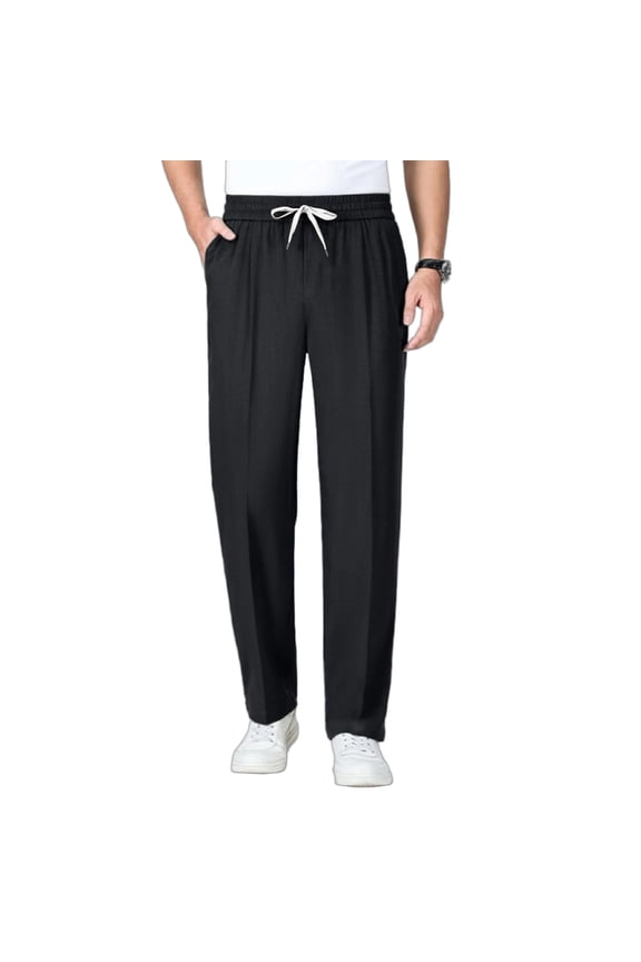 Men's Pull On Stretch Relaxed Fit Smart Casual Pants - Comfy Stretch Breathable Pants for Men Over 50,M