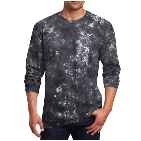 Men's Pullover Casual Printing Long Sleeve Round-Neck T-Shirt Fishing Hiking Outdoor Athletic Lightweight Tees