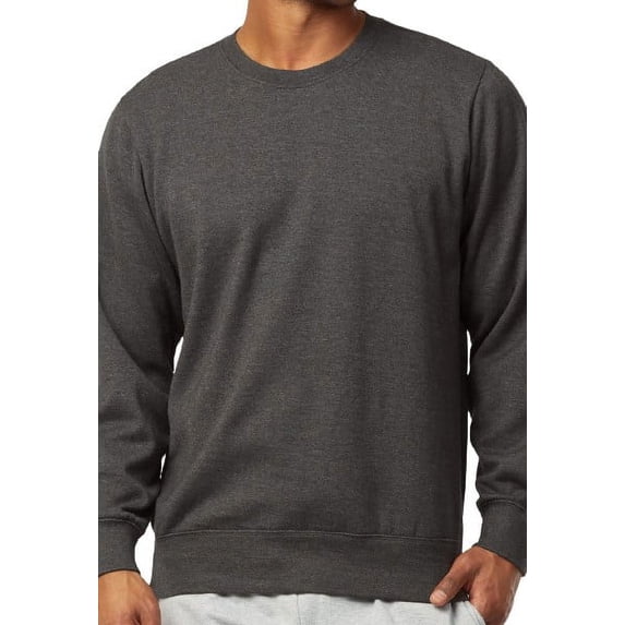 Men's Pullover Crew Neckline Lightweight Fleece Sweatshirts, Charcoal Grey L