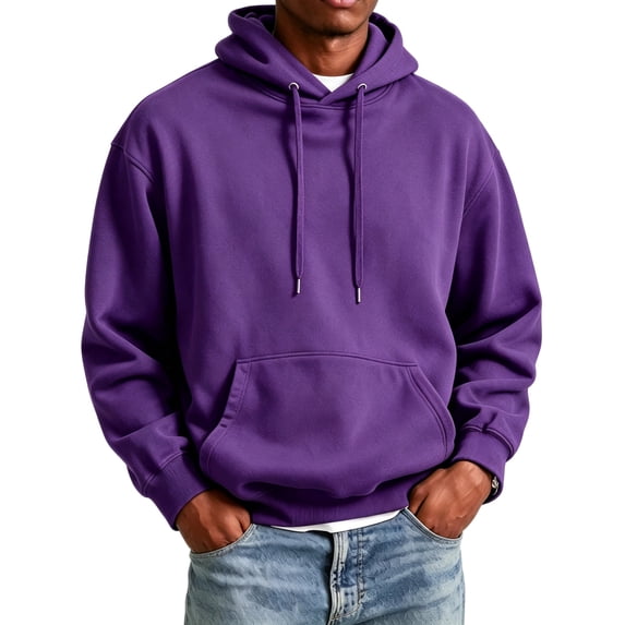 Men's Pullover Hoodie Fall Casual Sweatshirt with Drawstring Hood Kangaroo Pocket Relaxed Fit Hoodies