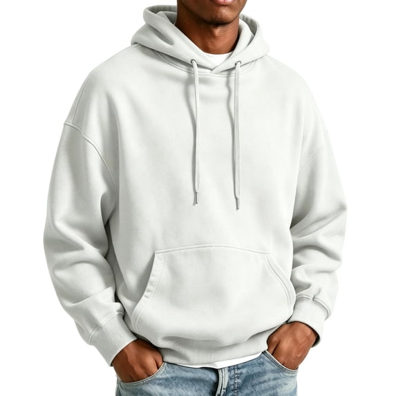 Men's Pullover Hoodie Fall Casual Sweatshirt with Drawstring Hood Kangaroo Pocket Relaxed Fit Hoodies