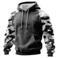 thumbnail image 1 of Men’s Pullover Hoodie Long Sleeve Camouflage Print Raglan Sleeve Drawstring Hooded Sweatshirt Kangaroo Pocket Casual Top Dark Gray XL, 1 of 5