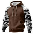 thumbnail image 1 of Men’s Pullover Hoodie Long Sleeve Camouflage Print Raglan Sleeve Drawstring Hooded Sweatshirt Kangaroo Pocket Casual Top Light Brown M, 1 of 5