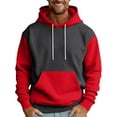 thumbnail image 1 of Men’s Pullover Hoodie Long Sleeve Drawstring Hooded Sweatshirt Kangaroo Pocket Casual Loose Fit Top Red M, 1 of 5