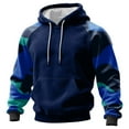 thumbnail image 1 of Men’s Pullover Hoodie Long Sleeve Drawstring Hooded Sweatshirt Raglan Sleeve Camouflage Print Casual Loose Fit Top Dark Blue L, 1 of 5