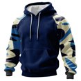 thumbnail image 1 of Men's Pullover Hoodie Long Sleeve Raglan Sweatshirt with Abstract Print Casual Loose Fit Kangaroo Pocket Dark Blue L, 1 of 5