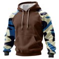 thumbnail image 1 of Men's Pullover Hoodie Long Sleeve Raglan Sweatshirt with Abstract Print Casual Loose Fit Kangaroo Pocket Light Brown XL, 1 of 5