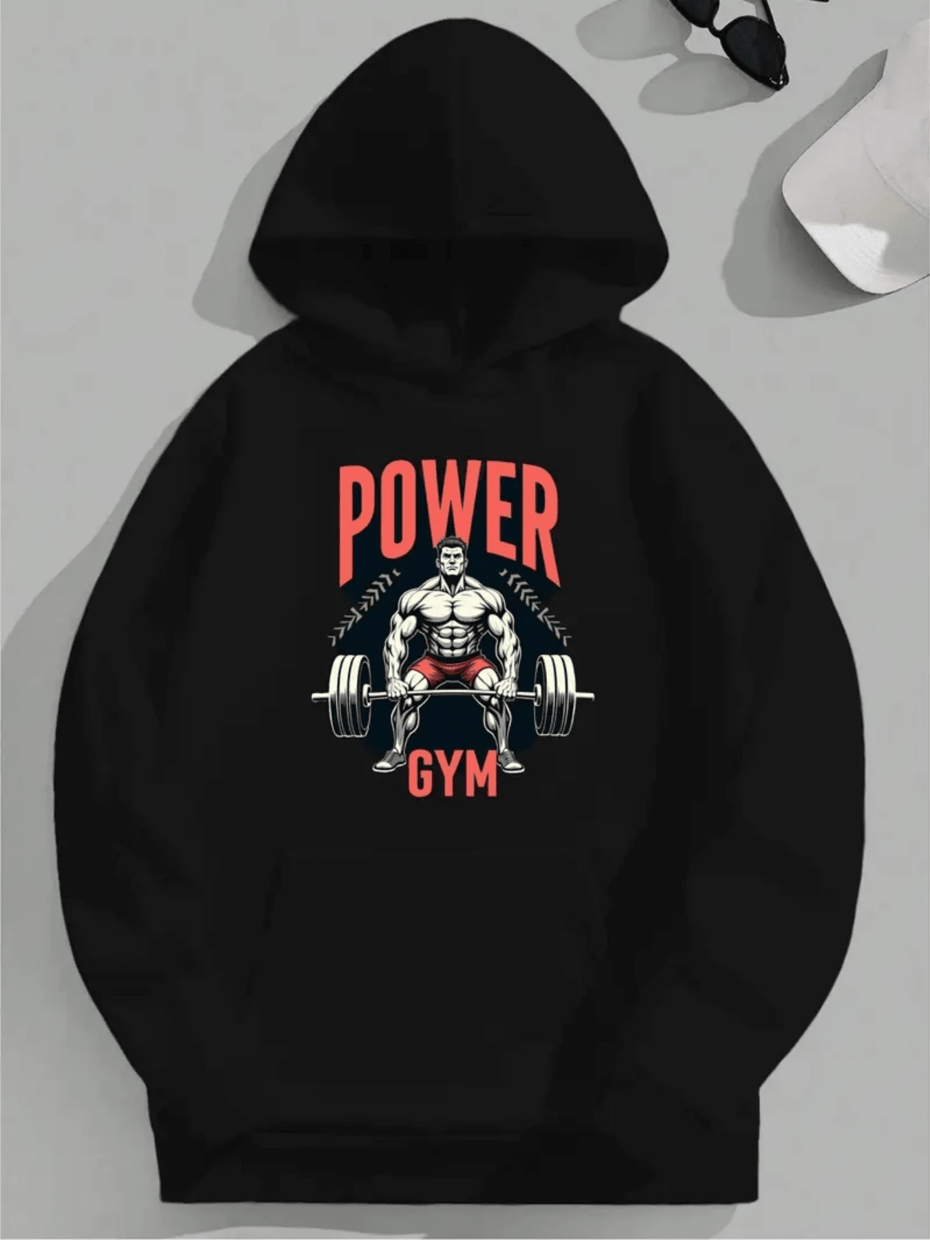 Men's Pullover Hoodie With Power Gym Bodybuilder Graphic,Casual Active Sweatshirt For Workout,Sports,And Daily Wear