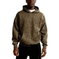thumbnail image 1 of Men's Pullover Hoodie with Animal Print Kangaroo Pocket Long Sleeve Relaxed Fit Soft Fabric Casual Style Light Brown XL, 1 of 3