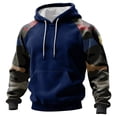 thumbnail image 1 of Men's Pullover Hoodie with Camouflage Print Raglan Sleeves Drawstring Hood and Kangaroo Pocket Casual Style Dark Blue L, 1 of 5