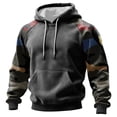 thumbnail image 1 of Men's Pullover Hoodie with Camouflage Print Raglan Sleeves Drawstring Hood and Kangaroo Pocket Casual Style Dark Gray L, 1 of 5