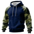 thumbnail image 1 of Men's Pullover Hoodie with Camouflage Print Raglan Sleeves and Adjustable Drawstring Hood Casual Fit Sweatshirt Top Dark Blue L, 1 of 5