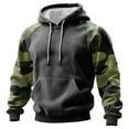 thumbnail image 1 of Men's Pullover Hoodie with Camouflage Print Raglan Sleeves and Adjustable Drawstring Hood Casual Fit Sweatshirt Top Dark Gray 2XL, 1 of 5
