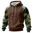 thumbnail image 1 of Men's Pullover Hoodie with Camouflage Print Raglan Sleeves and Adjustable Drawstring Hood Casual Fit Sweatshirt Top Light Brown 3XL, 1 of 5
