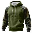 thumbnail image 1 of Men’s Pullover Hoodie with Camouflage Print Sleeves Adjustable Drawstring Hood and Front Kangaroo Pocket Casual Style Green M, 1 of 5