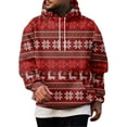 thumbnail image 1 of Men's Pullover Hoodie with Drawstring Hood and Snowflake Geometric Pattern All Over Print Casual Loose Fit Sweatshirt Red L, 1 of 4