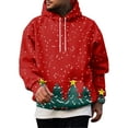 thumbnail image 1 of Men's Pullover Hoodie with Drawstring Hood and Snowflake Geometric Pattern All Over Print Casual Loose Fit Sweatshirt Vermilion M, 1 of 4