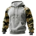 thumbnail image 1 of Men’s Pullover Hoodie with Raglan Camouflage Sleeves and Adjustable Drawstring Hood for Everyday Wear Light Gray XL, 1 of 5