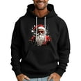 thumbnail image 1 of Men's Pullover Hoodie with Santa Claus Graphic Print Drawstring Hood Long Sleeve Kangaroo Pocket Casual Fit Sweatshirt Black L, 1 of 5