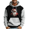 thumbnail image 1 of Men's Pullover Hoodie with Santa Claus Graphic Print Drawstring Hood Long Sleeve Kangaroo Pocket Casual Fit Sweatshirt Light Gray 3XL, 1 of 5