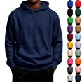 thumbnail image 1 of Men's Pullover Hoodies Big and Tall Long Sleeve Casual Hooded Sweatshirt Loose fit Comfort Pullover Hoodies Navy 5XL, 1 of 5