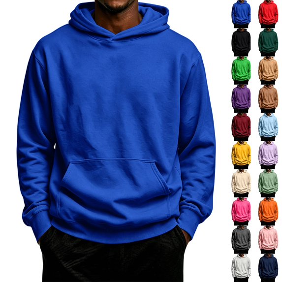Men's Pullover Hoodies Big and Tall Long Sleeve Casual Hooded Sweatshirt Loose fit Comfort Pullover Hoodies Royal Blue S