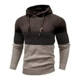 thumbnail image 1 of Men's Pullover Hoodies Plaid Jacquard Long Sleeve Casual Drawstring Hooded Sweatshirts Color Block Fall Outfits with Kanga Pockets, 1 of 3