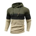thumbnail image 1 of Men's Pullover Hoodies Plaid Jacquard Long Sleeve Casual Drawstring Hooded Sweatshirts Color Block Fall Outfits with Kanga Pockets, 1 of 3
