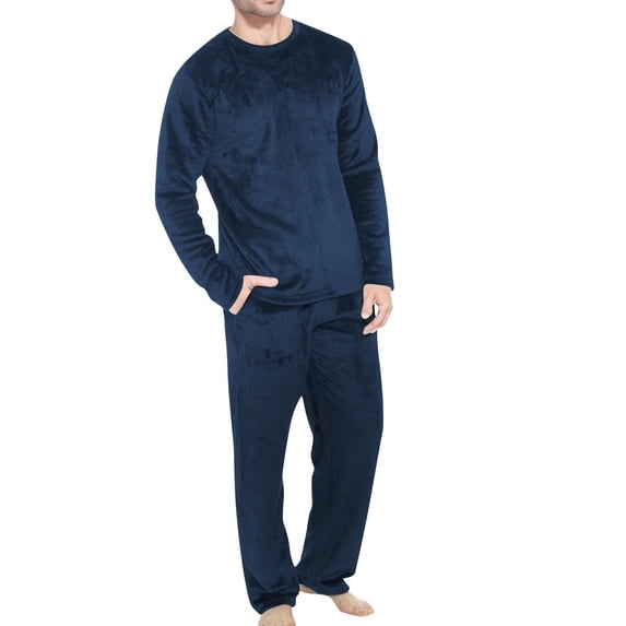 Men's Pullover Pajamas Set Long Sleeve Faddish Solid Elastic Waist Comfort Wear 100% Polyester