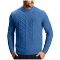 thumbnail image 1 of Men's Pullover Sweater Casual Crewneck Cable Knit Top Long Sleeve Classic Soft Knitted Sweaters with Ribbing Edge (XXL, Blue), 1 of 7