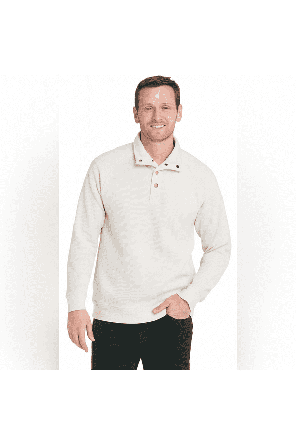 Men's Pullover Sweatshirts Diamond Quilted Snap Placket Size M