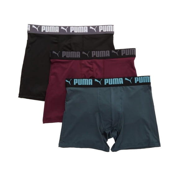 Men's Puma 151004 Athletic Fit Boxer Brief - 3 Pack (Grey/Purple L)