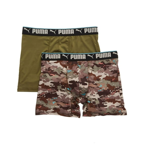 Men's Puma 151151 Sportstyle Boxer Brief Natural Camo Print - 2 Pack (Green/Camo S)