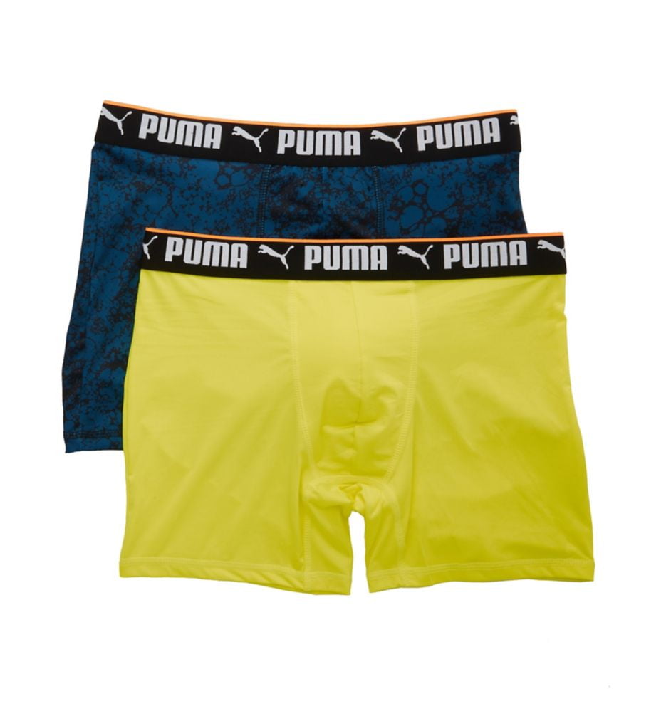 Men\'s Puma 151153 Sportstyle Boxer Brief - 2 Pack (Yellow Alert/Blue S)