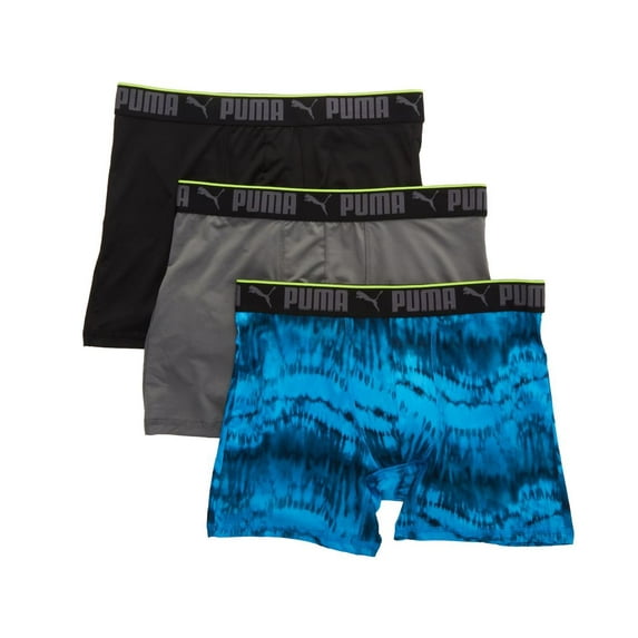 Men's Puma 15532 Sportstyle Vibrant Tie Dye Boxer Brief - 3 Pack (Tie Dye/Black L)