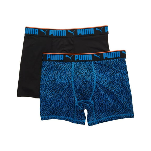 Men's Puma 15666 Sportstyle Boxer Brief - 2 Pack (Blue/Black L)