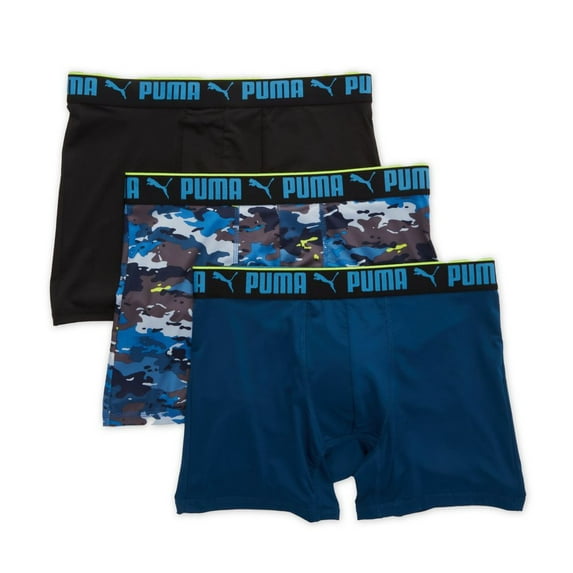 Men's Puma 15999 Sportstyle Camo Print Boxer Brief - 3 Pack (Navy/Sail/Camo XL)